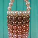 Abvokury Yushiny Beaded Pearl Evening Bucket Bag Purse Pink 9" x 4.25" Photo 0