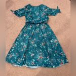 Unbranded Green Floral Flowy Sunday Midi Dress Photo 7