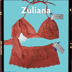 Zuliana Size Large 3pc Orange Lingerie Lace Set. Made in Brazil. New With Tags. Photo 4