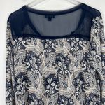 Lucky Brand Printed Woven Mix Top Button Front Navy Size Medium M EUC L1448 Photo 10