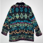 Vintage Jennifer & Grace Southwestern Aztec Woven Cotton Jacket Size Medium Blue Photo 3
