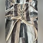 Anthropologie Current Air Strapless Lace Up Wrap Around Linen Stripe Top | XS Photo 3