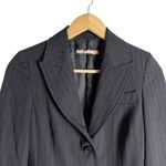Nuna Lie Black Pinstripe Italian Peak Lapel Two Button Blazer Jacket Size 4 Photo 1
