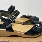 Swedish Hasbeens Black Peep Toe Sandal Clogs (Size 38) Photo 2