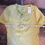 Aerie NEW  Women’s Ribbed Henley Shirt Size M Ribbed Long Sleeve Yellow/Green Photo 5
