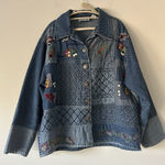 Vintage Keren Hart Quilted Patchwork Denim Jacket Size XL Cotton Fall Cottage Blue Photo 0
