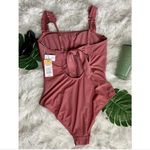 Kona Sol NWT  Square Neck Ruffle One Piece Swim Suit Bathing suit Pink/Mauve  Photo 3