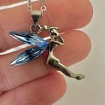 Silver tone and blue tinker bell pendant necklace Photo 0