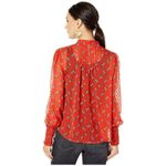Free People Flowers In December Blouse Top Women's S Red boho Cottagecore sheer Photo 2