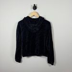 Monrow Women’s Velour Sporty Stripe Full Zip Hoodie in Neptune/Rose Size S/M Blue Photo 7