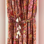 VICI Floral strapless Maxi dress boho print tassels coral pink ruffles baby shower Photo 2