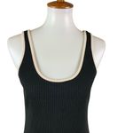 Things Between Ribbed Knit Midi Tank Dress Black Beige Trim Small Sleeveless‎ Photo 1