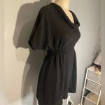it's our time It’s Our time black short sleeve sweater top cowl neck shirt dress tunic small Photo 1