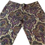 J.Crew  City Fit 12W Purple Paisley Stretch Low Rise Colorful Ankle Trousers Crop Photo 2