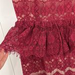 Maeve Anthropologie  Small Red, Beige Lace Peplum Cap Sleeve Formal Dress Photo 4