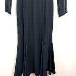 Bill Blass Black Evening Dress Long Sleeves Floral Appliques Size 6 Photo 3