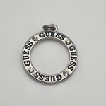 Guess  Silver Tone & Rhinestone Round Hoop Pendant Photo 1