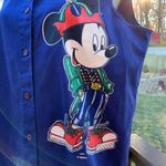 Disney Mickey Mouse Jerry Leigh Top L Blue Sleeveless 90’s Button Up Y2K VTG Photo 1