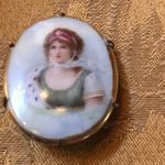 Vintage Hand painted brooch Blue Photo 1