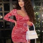 ZARA JACQUARD MINI LONG SLEEVE KNIT DRESS RED/WHITE SIZE M NEW Photo 2