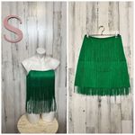 Sincerely Jules Fringe Halter Top and Skirt Set Women's Size small Green Photo 1