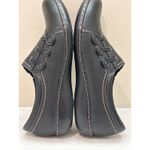 Clarks  Collection Black Leather Button Accent Comfort Slip On Loafers Photo 8