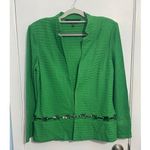 Ming Wang Cardigan Sweater XS Kelly Green Metal Detail Old Money Preppy NWT Photo 0
