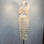 Zya‎ ZYA the Label Zephyr Halter Dress Cream Gold Ruched Halter Dress Size 12 Photo 5