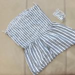 Garage Striped Linen Strapless Romper Photo 4