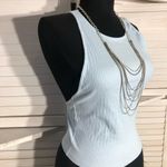 ZARA  Cropped Halter Tank Top Blue Ribbed Knit Size Small Photo 4