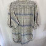 Maeve Anthropologie Lena Yarn Dye Off White Blue Oversized Boho Top Sz Small Photo 8