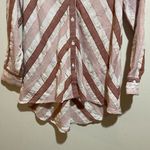 Pearl by Lela Rose S Linen Stripe Button Down High Low Collared Shirt Top Blush Pink Photo 5