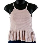 NWOT American Eagle White Purple Striped Ruffle Hem Tank Top XS Photo 1
