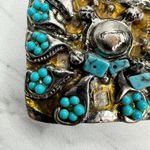 Faux Turquoise Studded Silver Tone Belt Buckle Photo 3