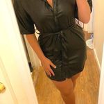Pretty Little Thing Black Button Leather Dress Photo 0