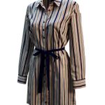 EXPRESS  Size Medium Shirt Dress Striped Blue, Red and White & Waist TiemPreloved Photo 2