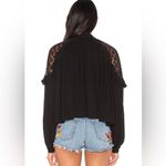 Free People Little Bit Of Love Crochet Lace Ruffle Keyhole Blouse Black Size XS Photo 4
