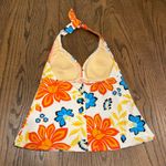 Lands' End  Womens White Orange Blue Floral Halter Tankini Swim Suit Top Size 8 Photo 1