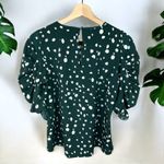 1. State  Painted Dot Puff Sleeve Top in Forest Green Photo 4