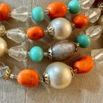 Blue Orange beaded triple strand vintage necklace Photo 8