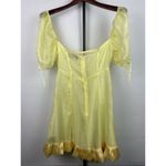 Serpenti Yellow Lulu Sheer Mesh Satin Puff Sleeve Fairy Babydoll Dress Size M Size M Photo 5