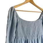 Area Stars Eyelet Trim Light Blue Long Sleeve Square Neck Dress Size Medium Photo 7