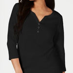 Karen Scott ✨ HP✨ Cotton Henley Top✨ Photo 0