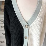 True Craft Cardigan Black White Gray Color Block Acrylic Sweater  Women Large New Photo 6