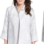 Eileen Fisher  | Silver Metalic Funnel Neck Jacket Petite Medium Photo 0