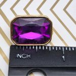 None Gold Tone & Purple Crystal Rectangle Statement Stud Earrings Prom Formal Event Photo 5