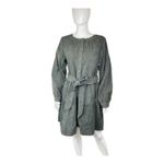 Simply Southern  Corduroy Button‎ Down Dress Gray Peasant Boho Size Large Photo 1
