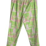 Lilly Pulitzer Size S Vintage Crop Pants Cabana Banana Stretch Green Pink Resort Photo 1