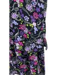 Sag Harbor Black Purple Floral Short Sleeve Button Up Midi Skirt Set PXL Photo 5