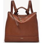 Fossil  $250 Elina Convertible Backpack Leather Small Brown Satchel Minimalist Photo 0